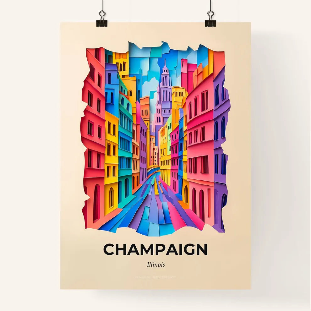 Vivid Champaign, Illinois, Colorful Poster