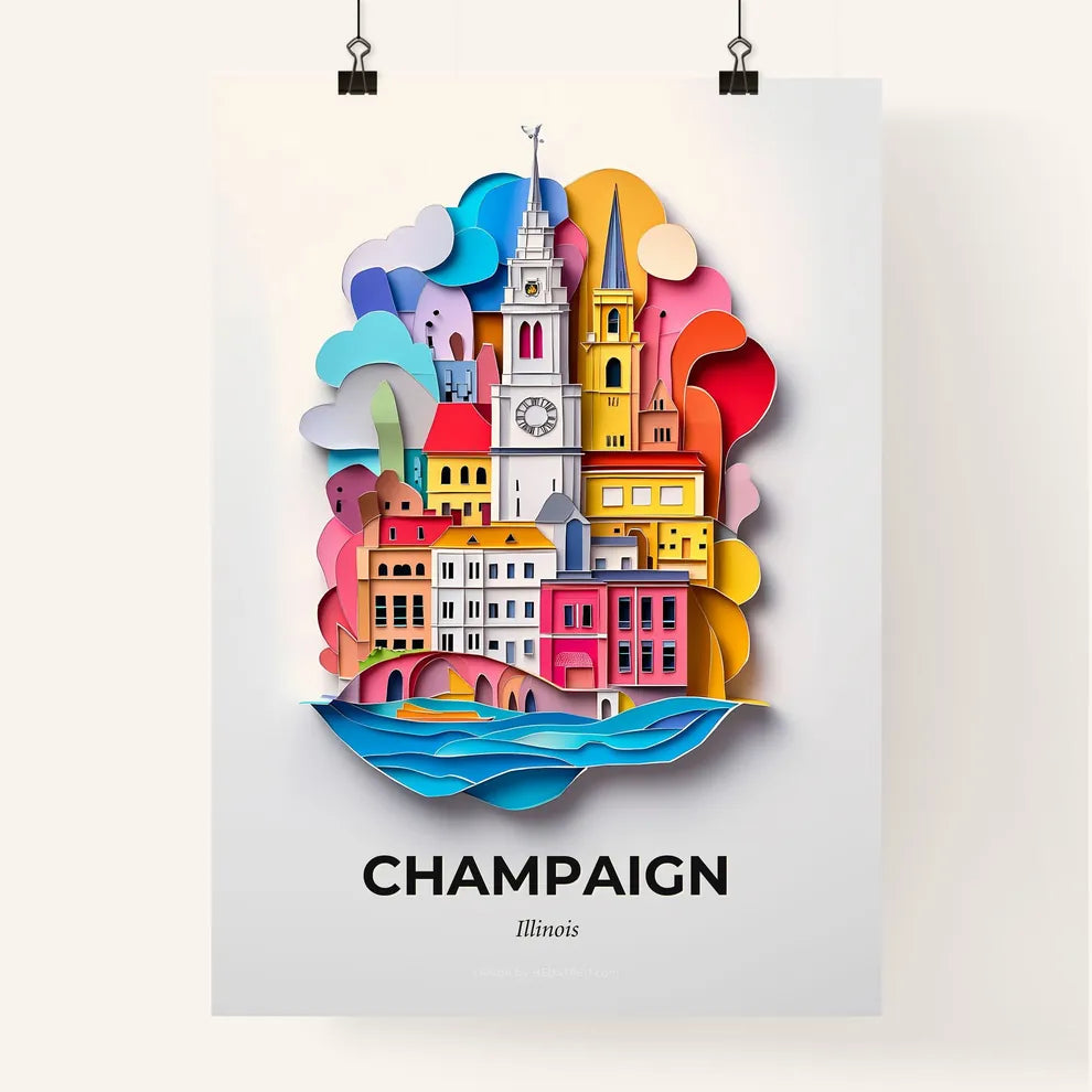 Vivid Champaign, Illinois, Colorful Poster