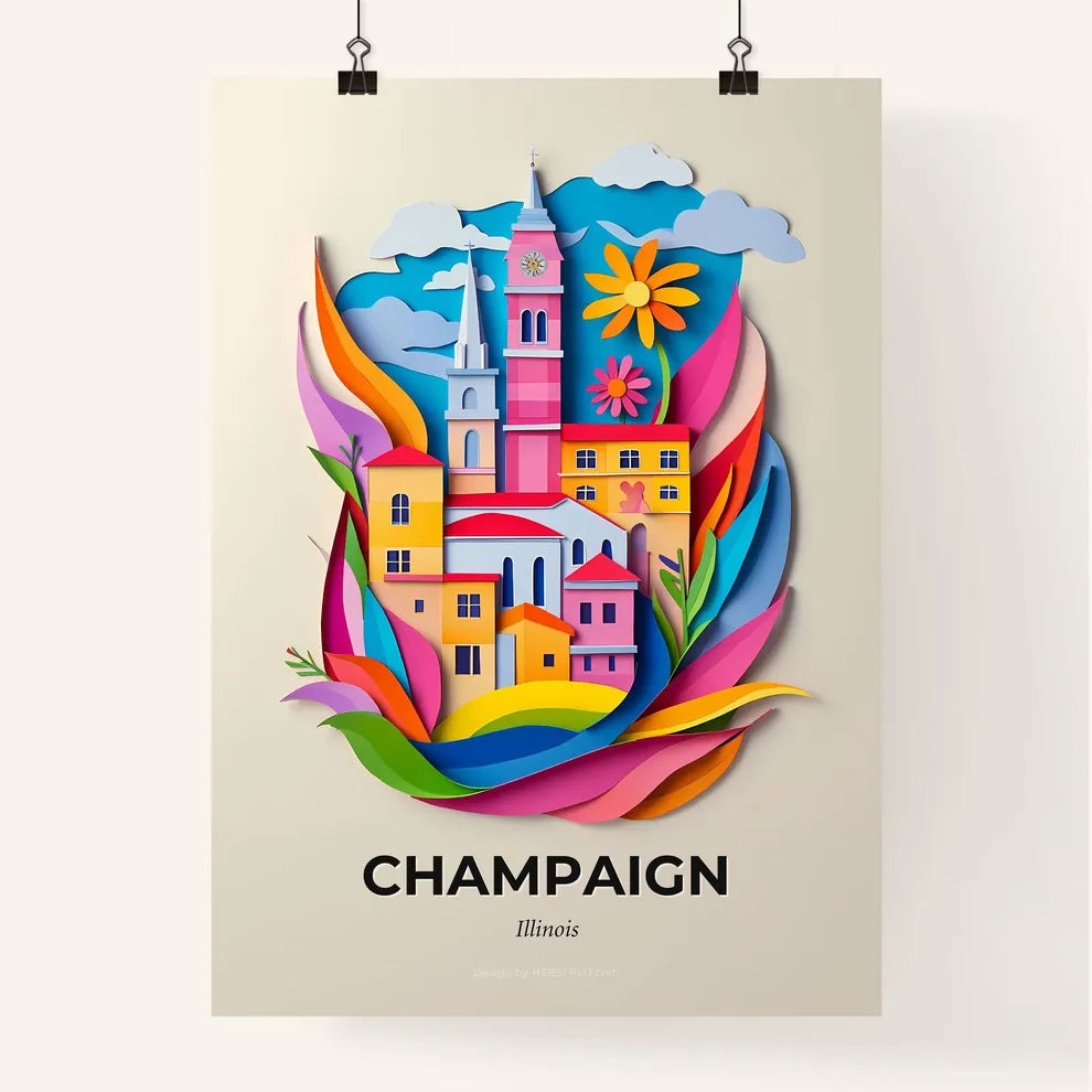 Vivid Champaign, Illinois, Colorful Poster