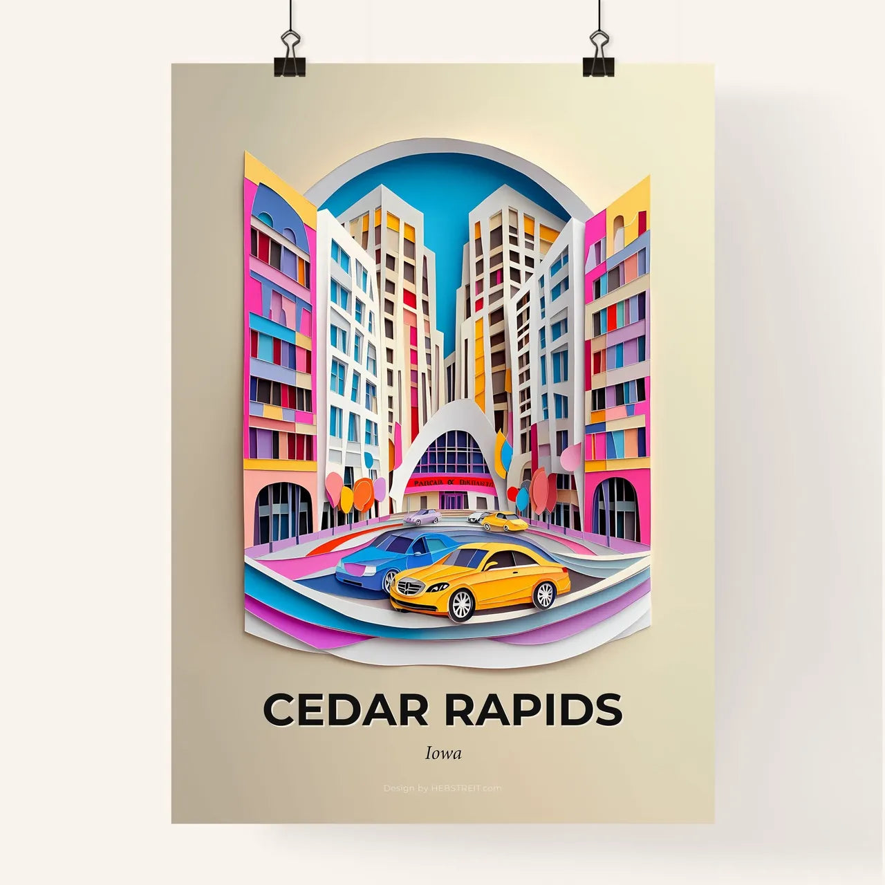 Vivid Cedar Rapids, Iowa, Colorful Poster