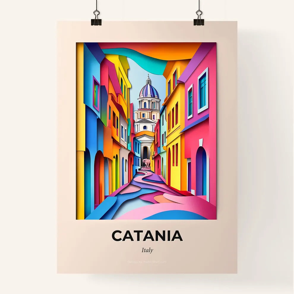 Vivid Catania, Italy, Colorful Poster