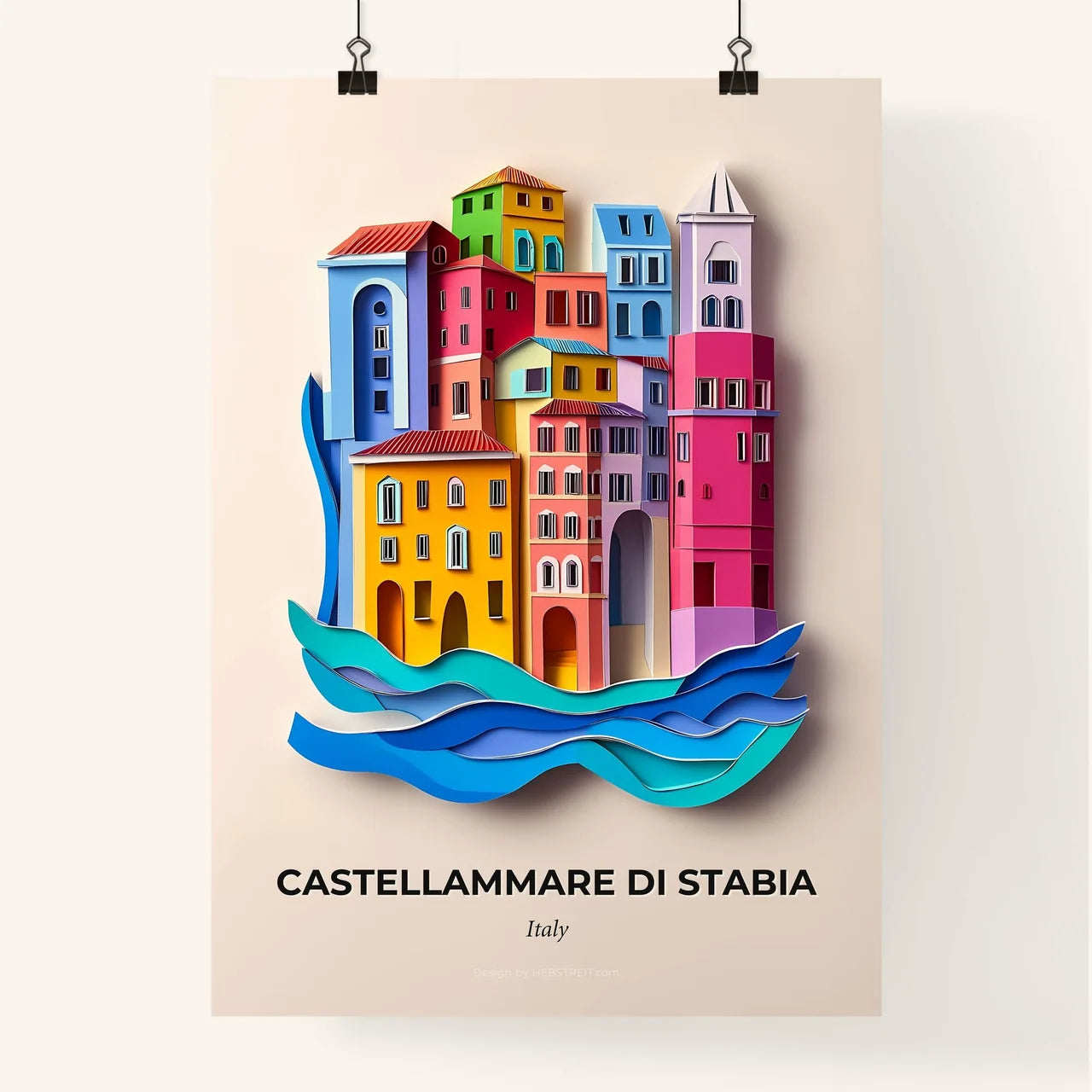 Vivid Castellammare di Stabia, Italy, Colorful Poster