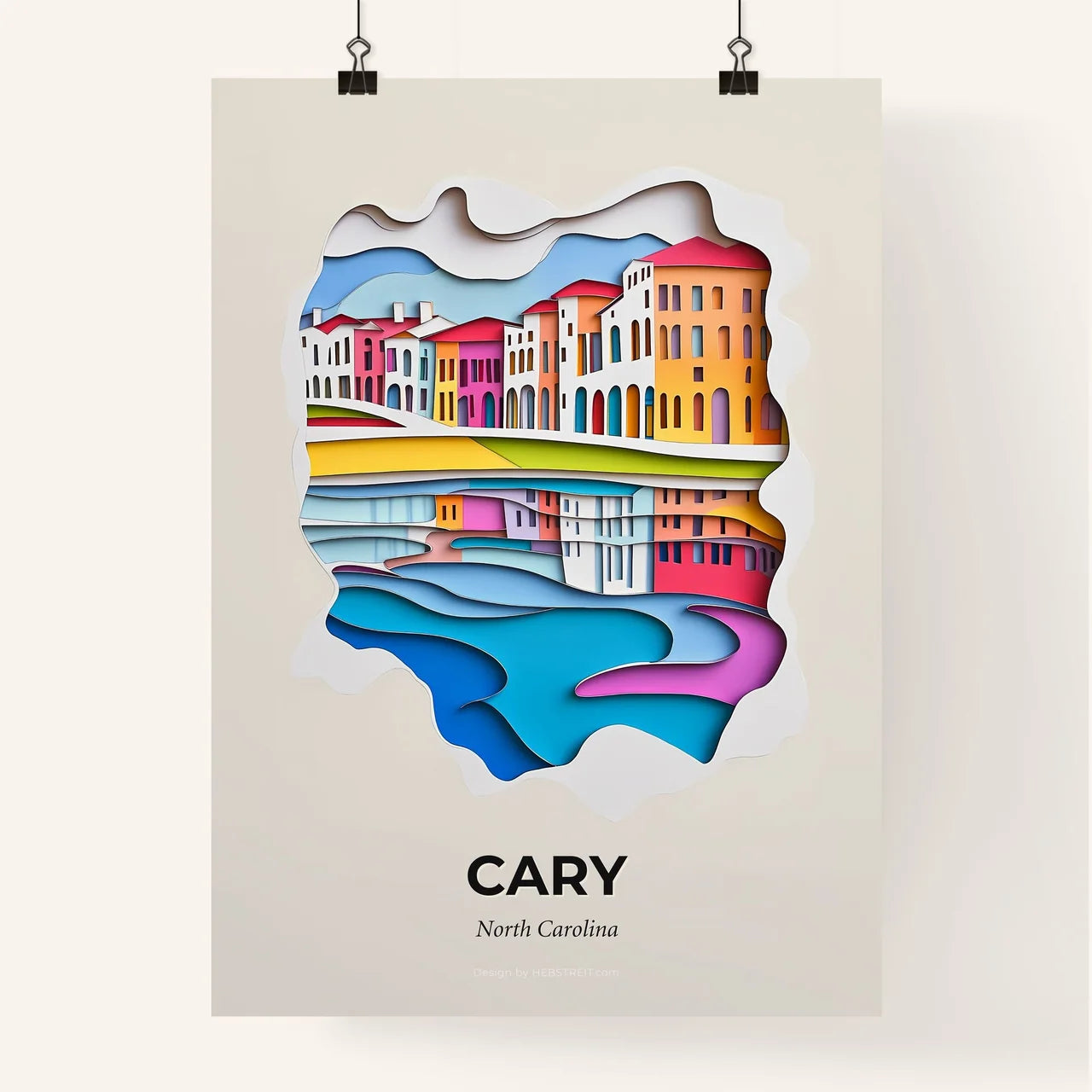Vivid Cary, North Carolina, Colorful Poster