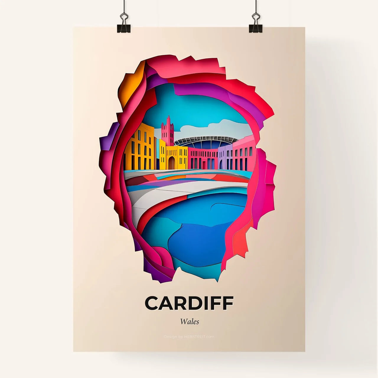Vivid Cardiff, Wales, Colorful Poster