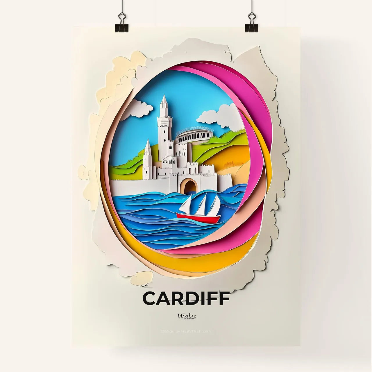 Vivid Cardiff, Wales, Colorful Poster
