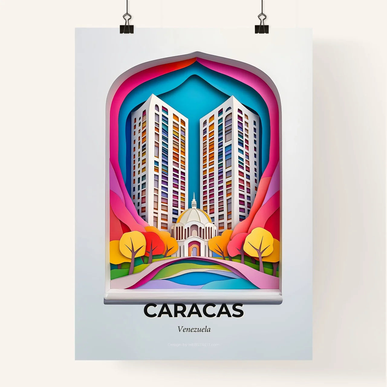 Vivid Caracas, Venezuela, Colorful Poster