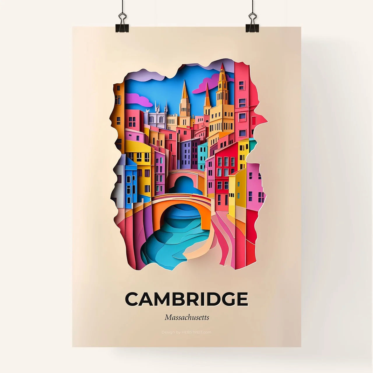 Vivid Cambridge, Massachusetts, Colorful Poster