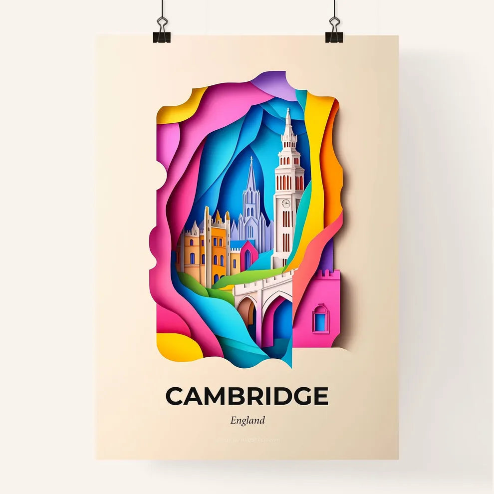 Vivid Cambridge, England, Colorful Poster