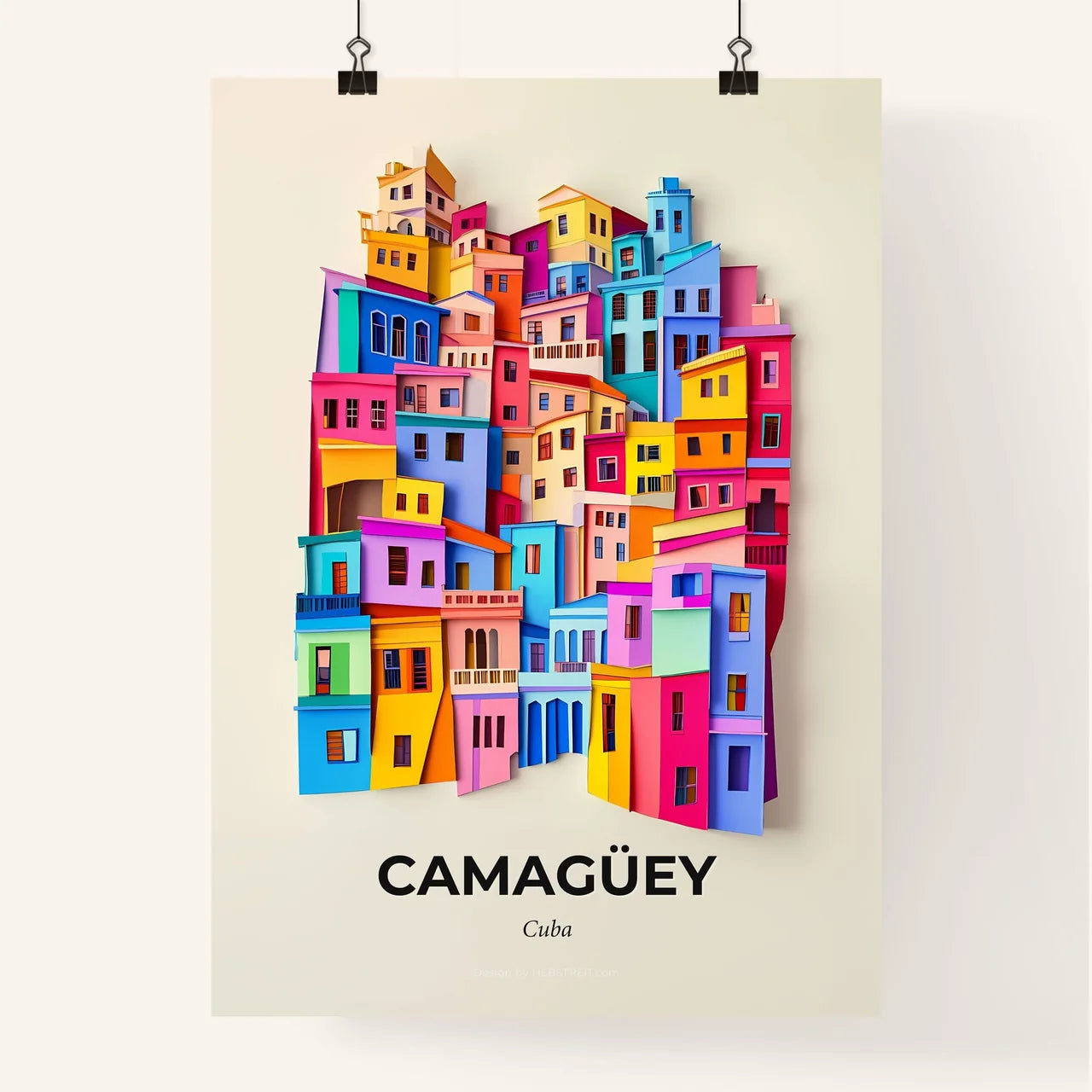 Vivid Camagüey, Cuba, Colorful Poster