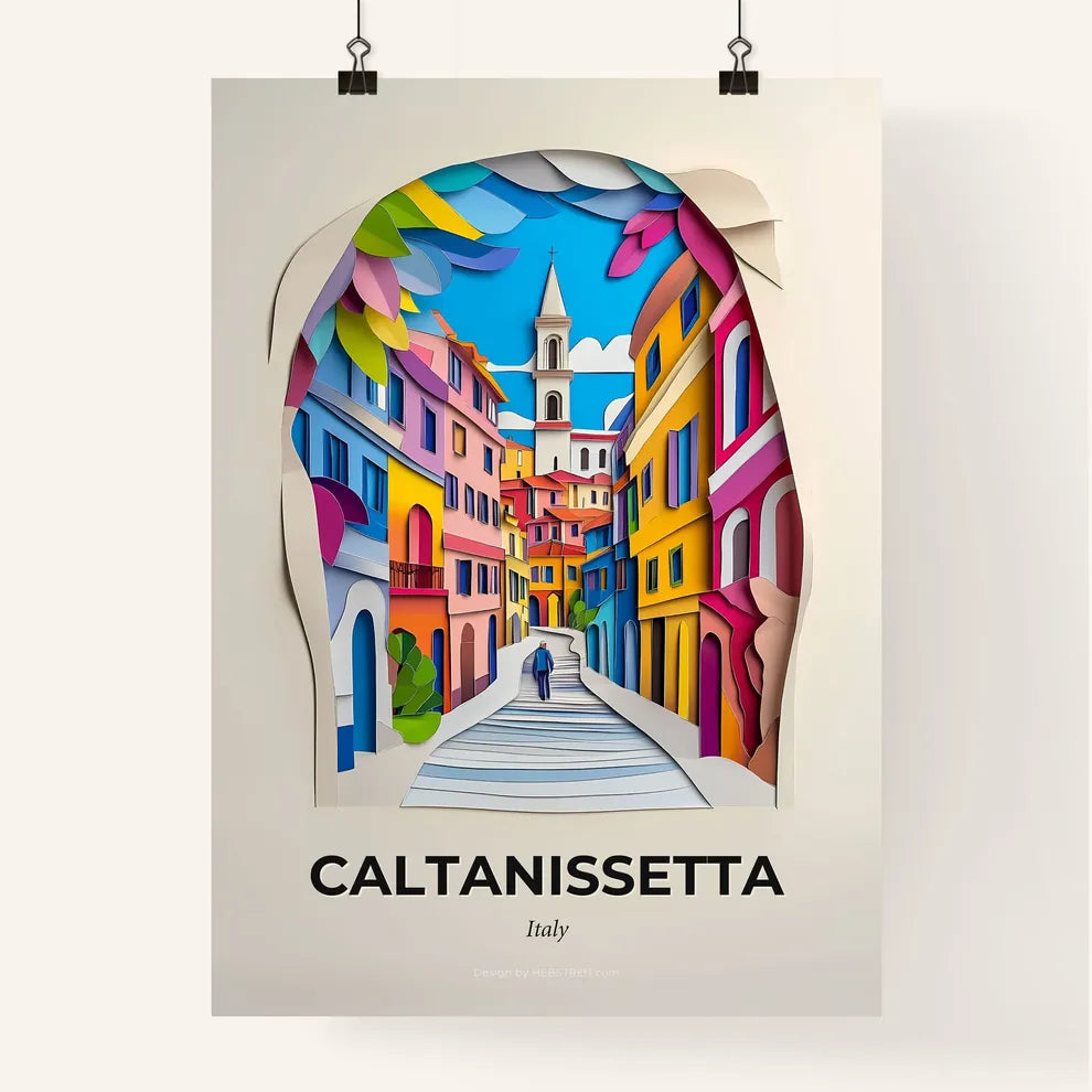 Vivid Caltanissetta, Italy, Colorful Poster