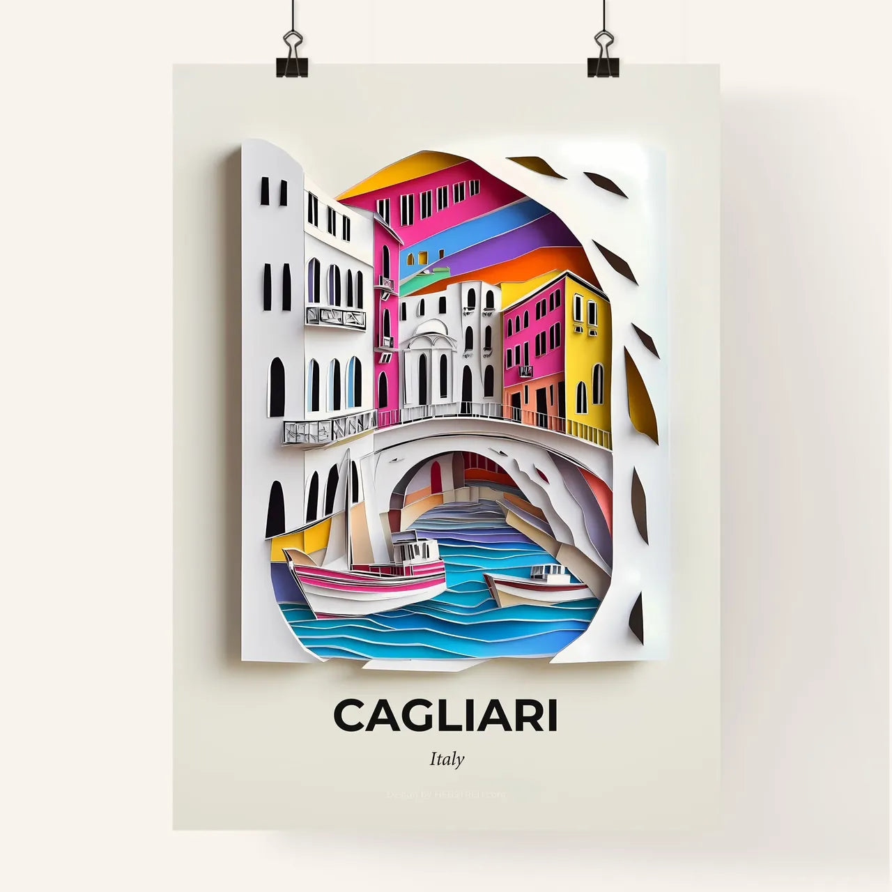 Vivid Cagliari, Italy, Colorful Poster
