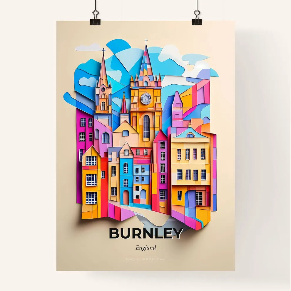 Vivid Burnley, England, Colorful Poster