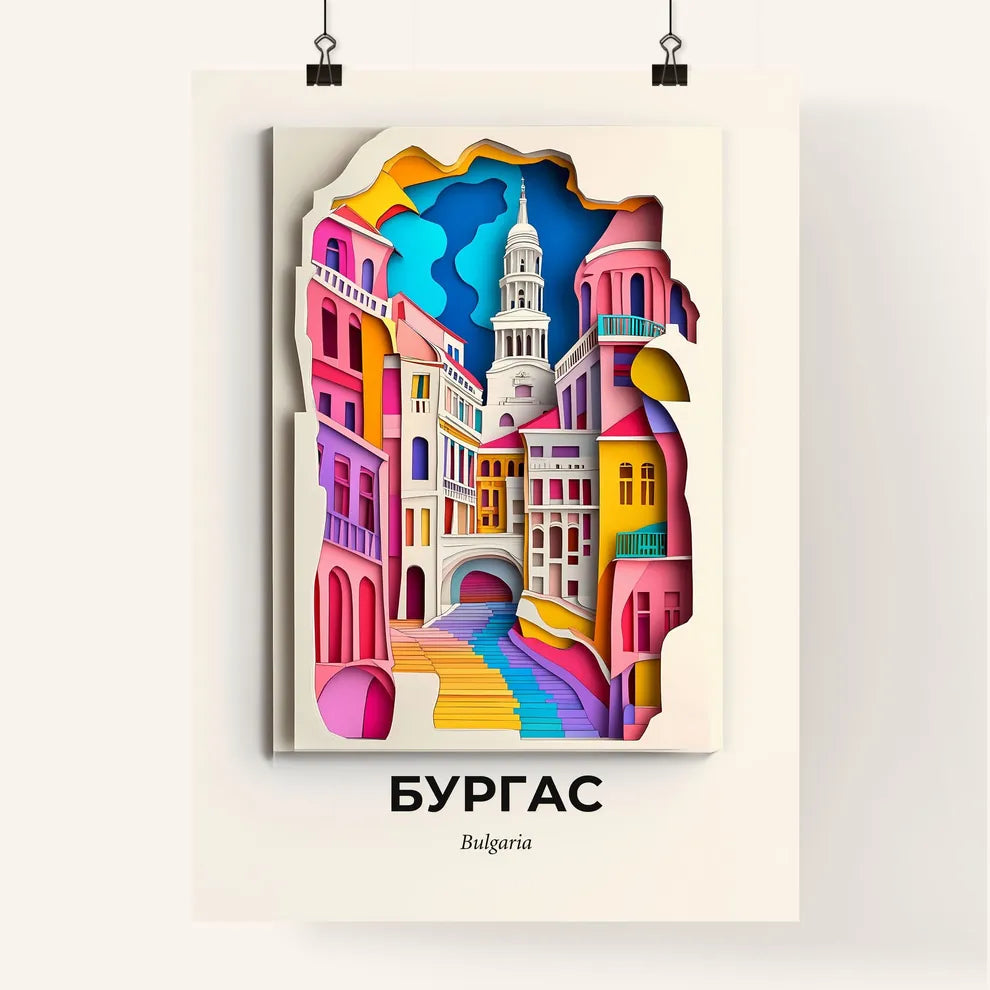 Vivid Burgas, Bulgaria, Colorful Poster