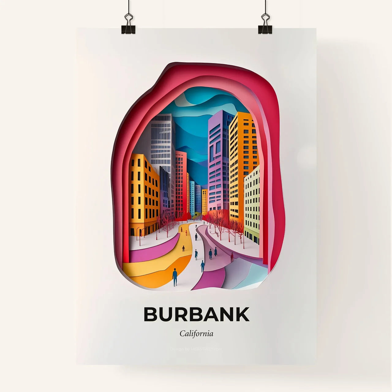 Vivid Burbank, California, Colorful Poster