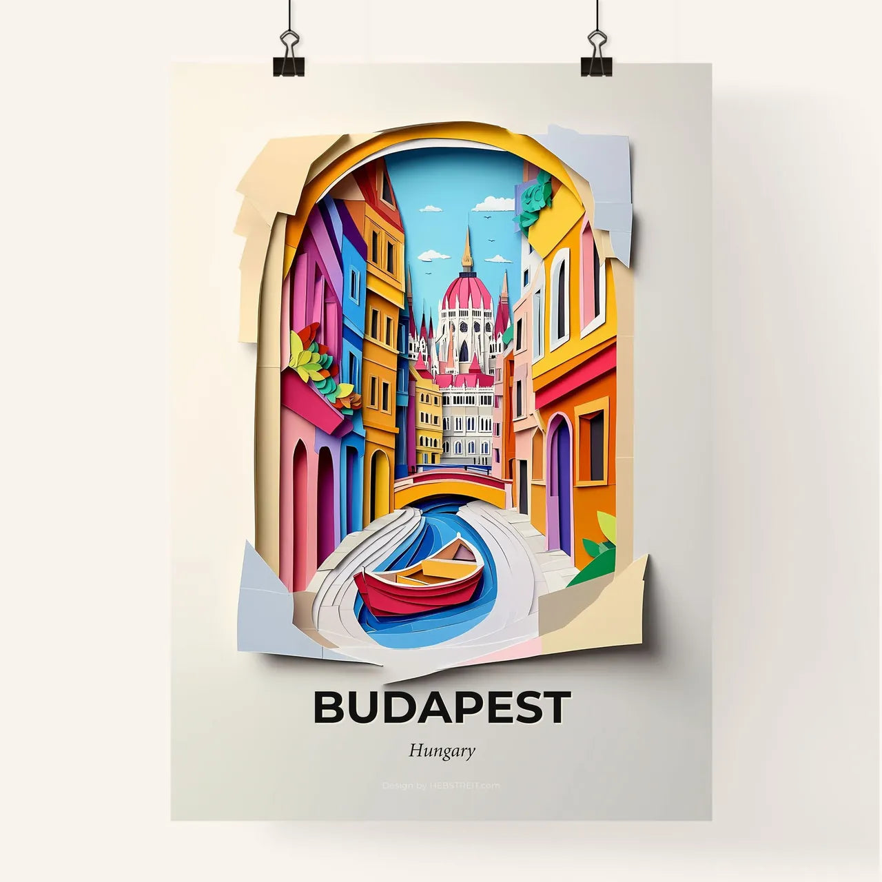 Vivid Budapest, Hungary, Colorful Poster