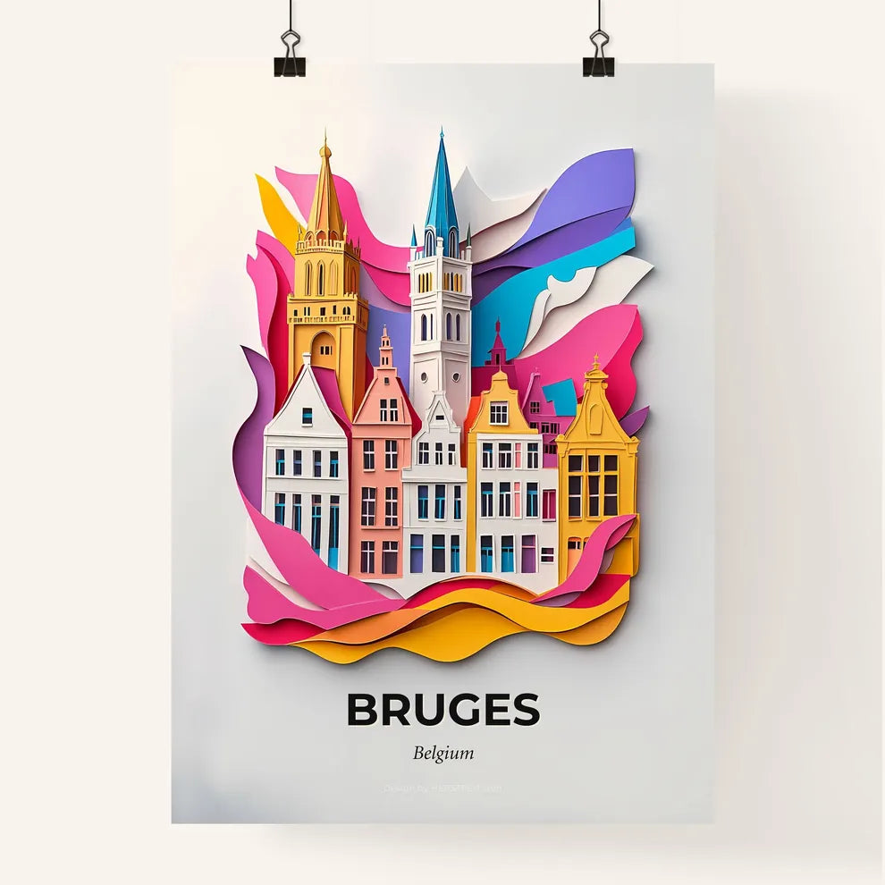 Vivid Bruges , Belgium, Colorful Poster