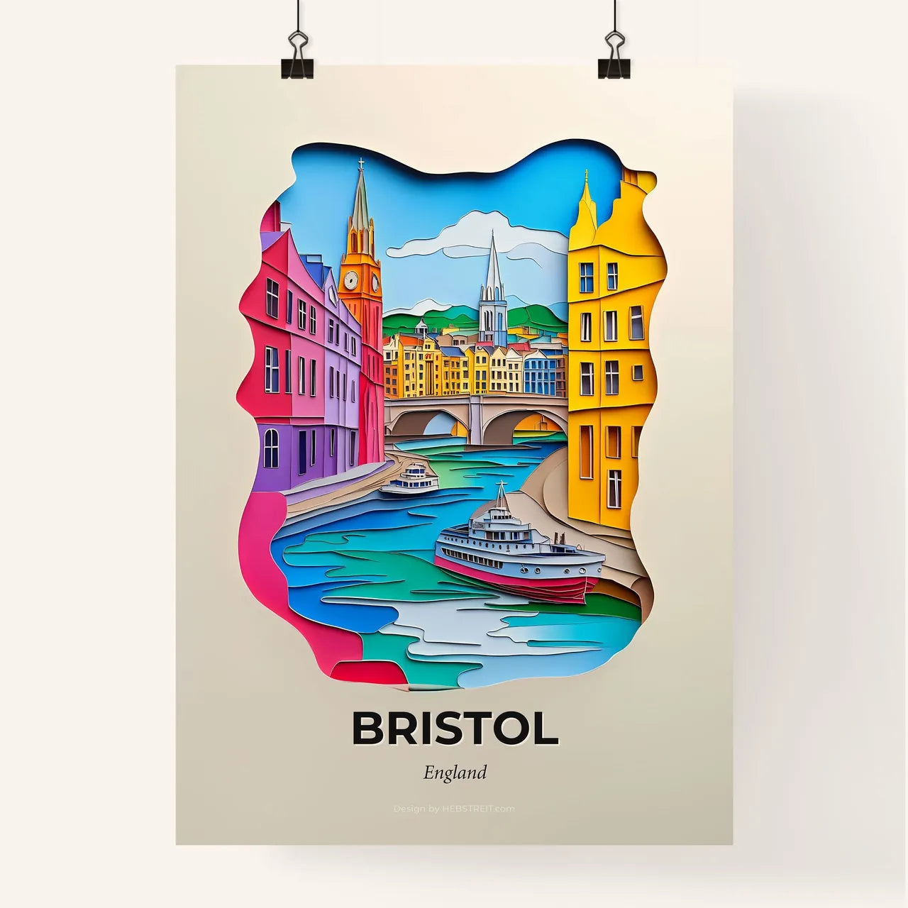 Vivid Bristol, England, Colorful Poster