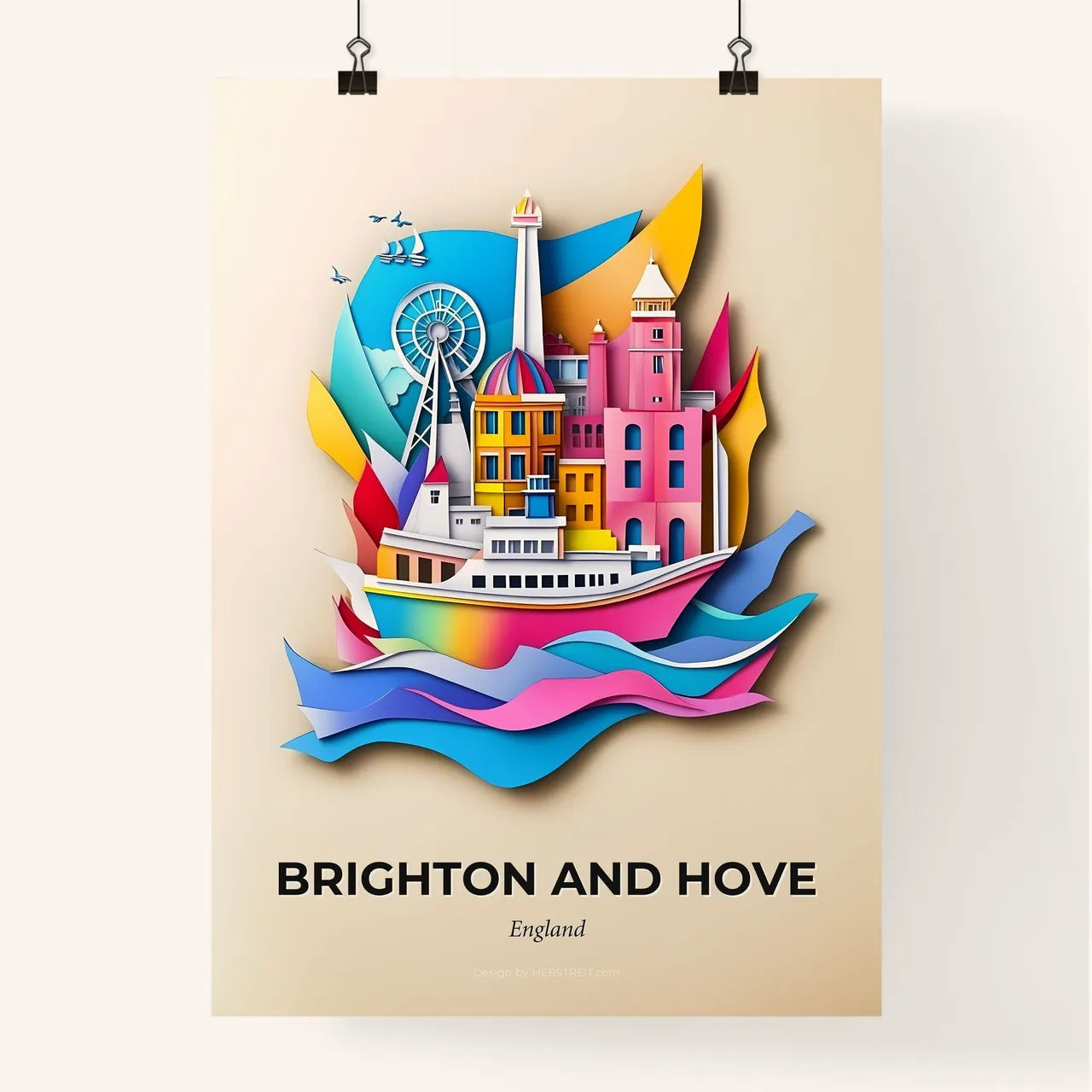 Vivid Brighton and Hove, England, Colorful Poster