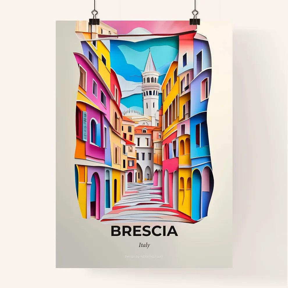 Vivid Brescia, Italy, Colorful Poster