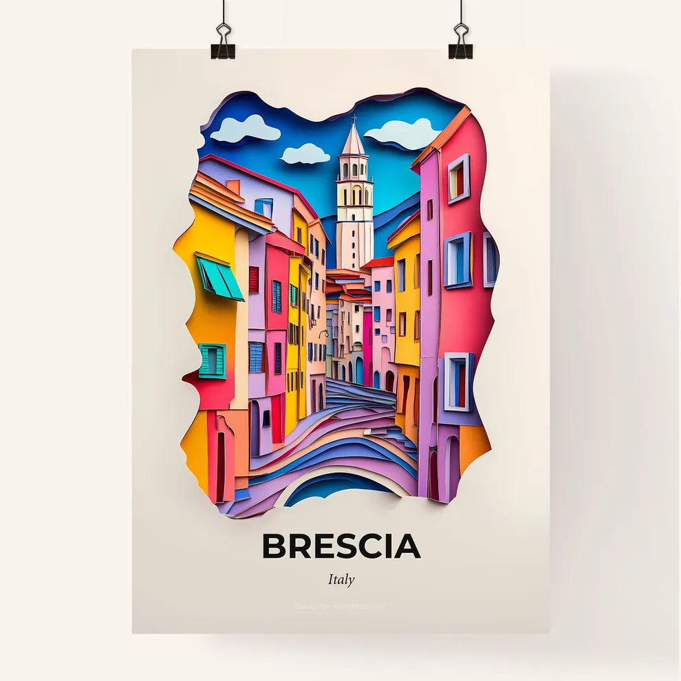 Vivid Brescia, Italy, Colorful Poster