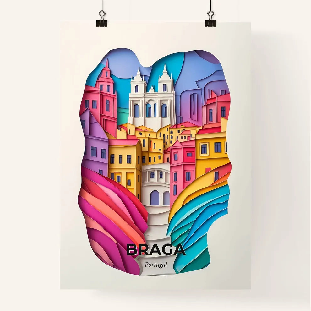Vivid Braga, Portugal, Colorful Poster