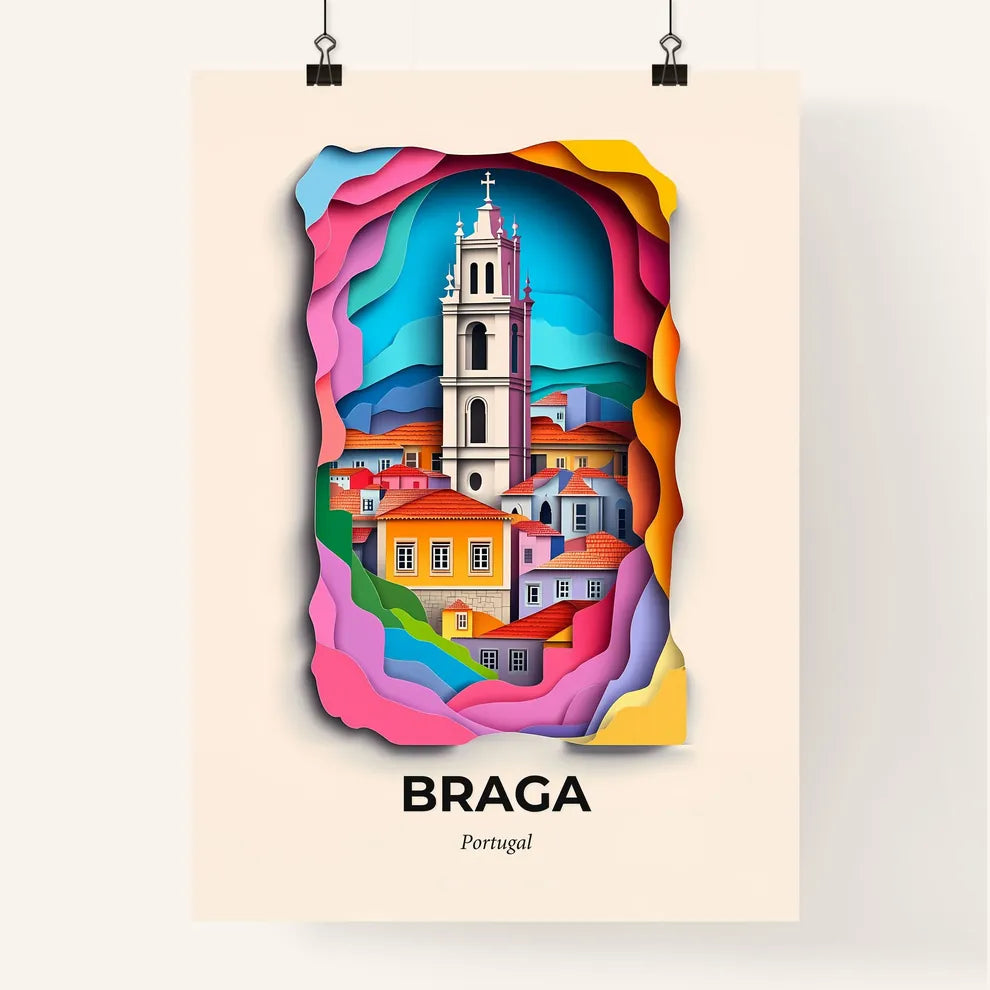 Vivid Braga, Portugal, Colorful Poster