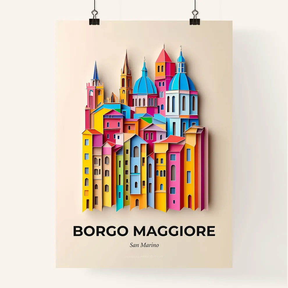 Vivid Borgo Maggiore, San Marino, Colorful Poster