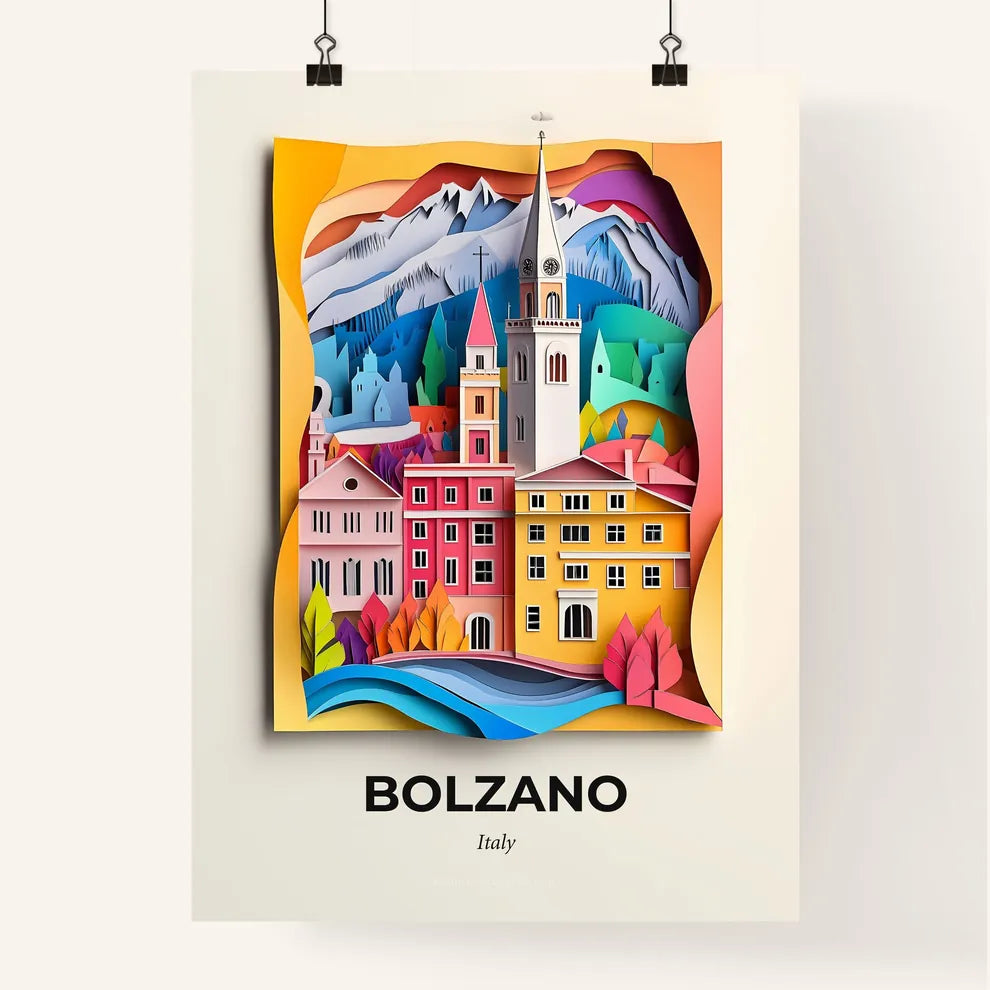 Vivid Bolzano, Italy, Colorful Poster
