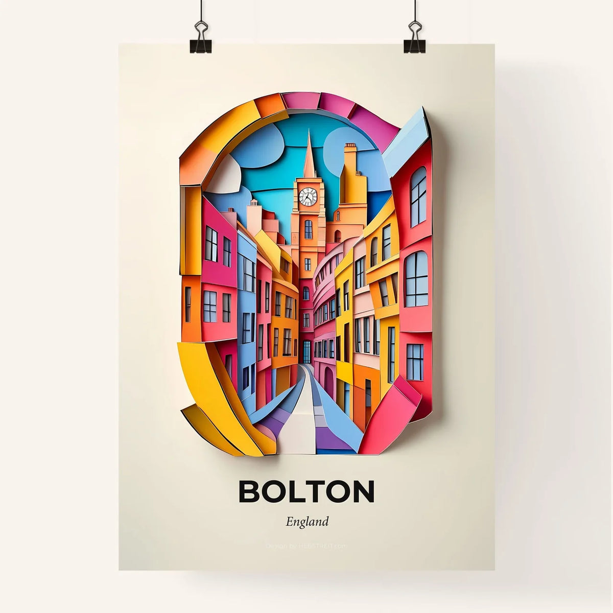 Vivid Bolton, England, Colorful Poster