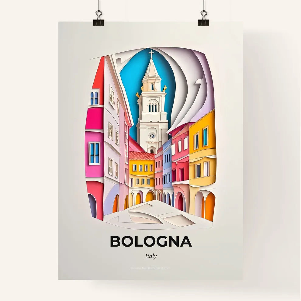 Vivid Bologna, Italy, Colorful Poster