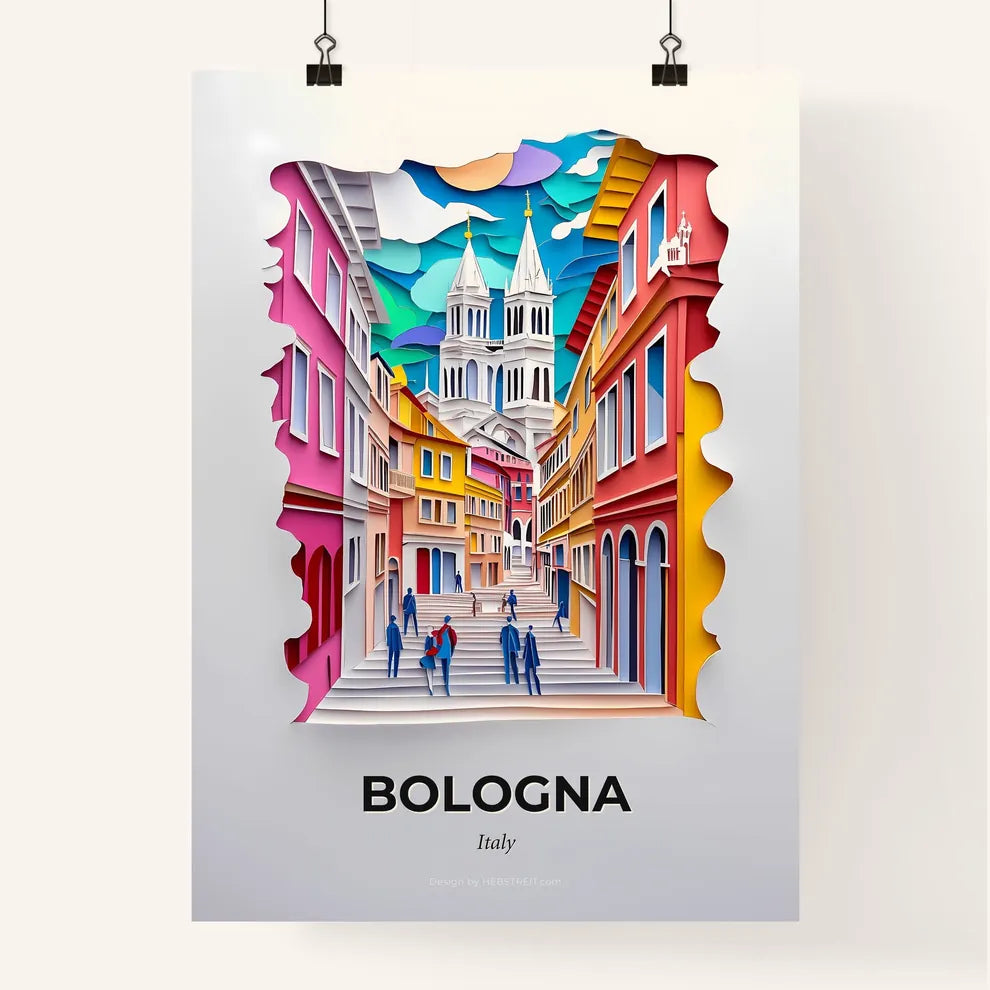 Vivid Bologna, Italy, Colorful Poster