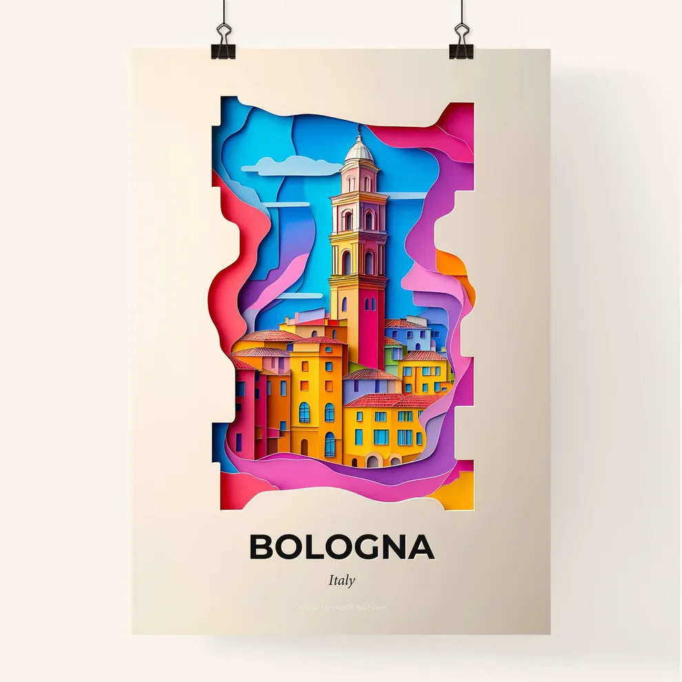 Vivid Bologna, Italy, Colorful Poster