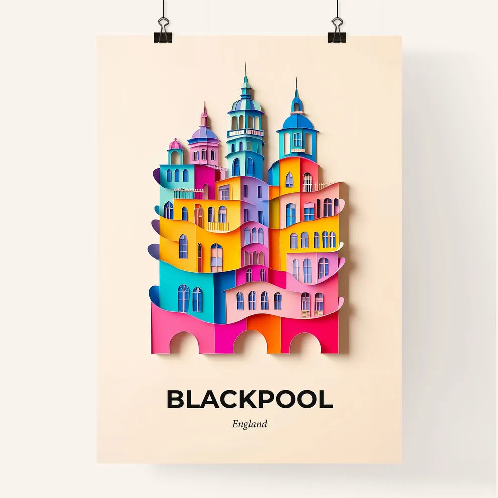 Vivid Blackpool, England, Colorful Poster
