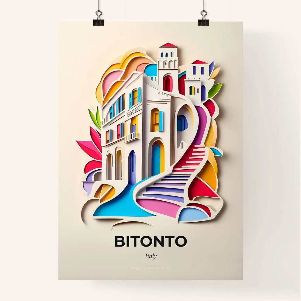 Vivid Bitonto, Italy, Colorful Poster