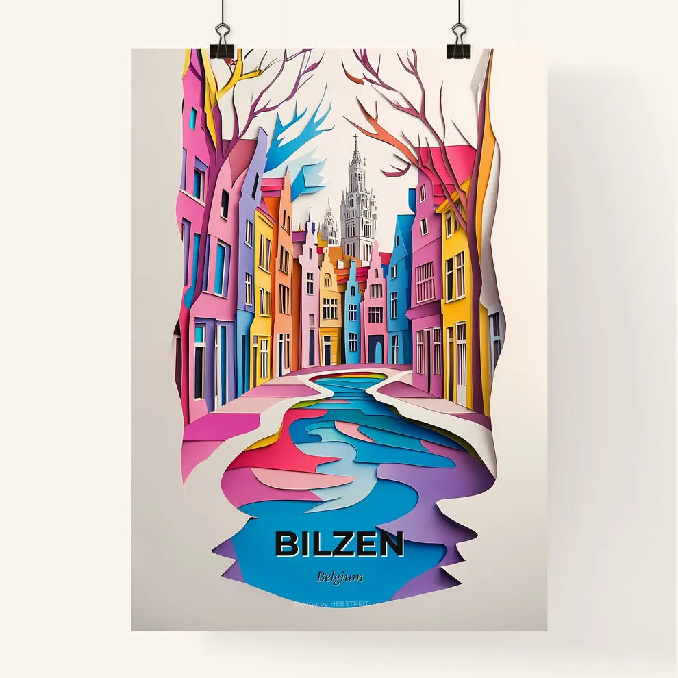 Vivid Bilzen, Belgium, Colorful Poster