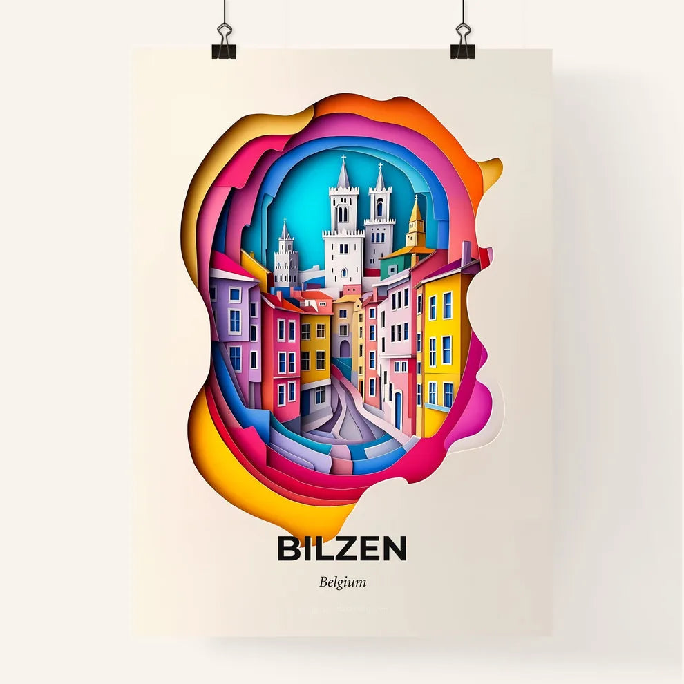 Vivid Bilzen, Belgium, Colorful Poster