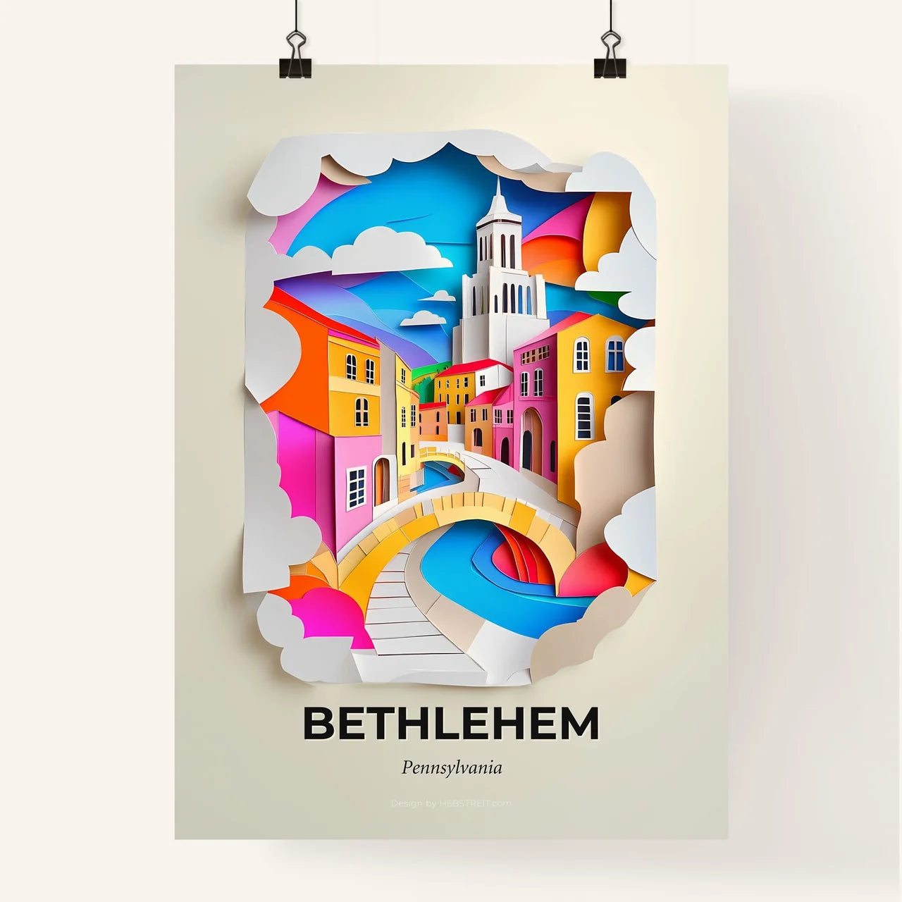 Vivid Bethlehem, Pennsylvania, Colorful Poster