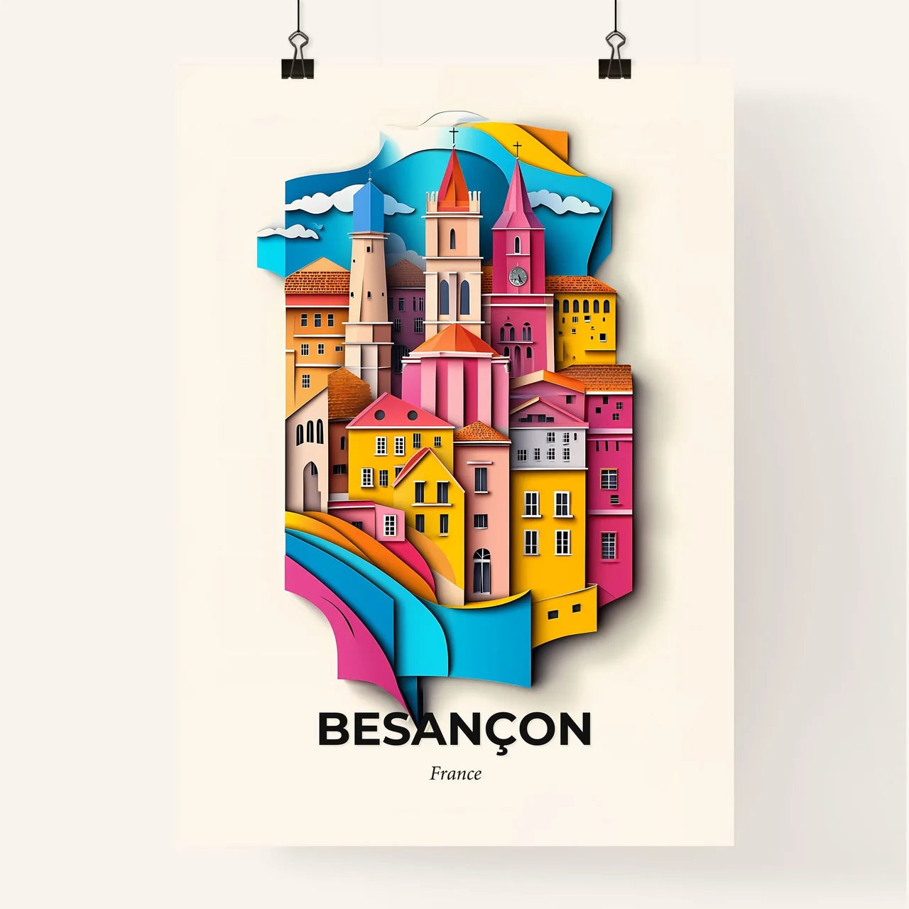Vivid Besançon, France, Colorful Poster