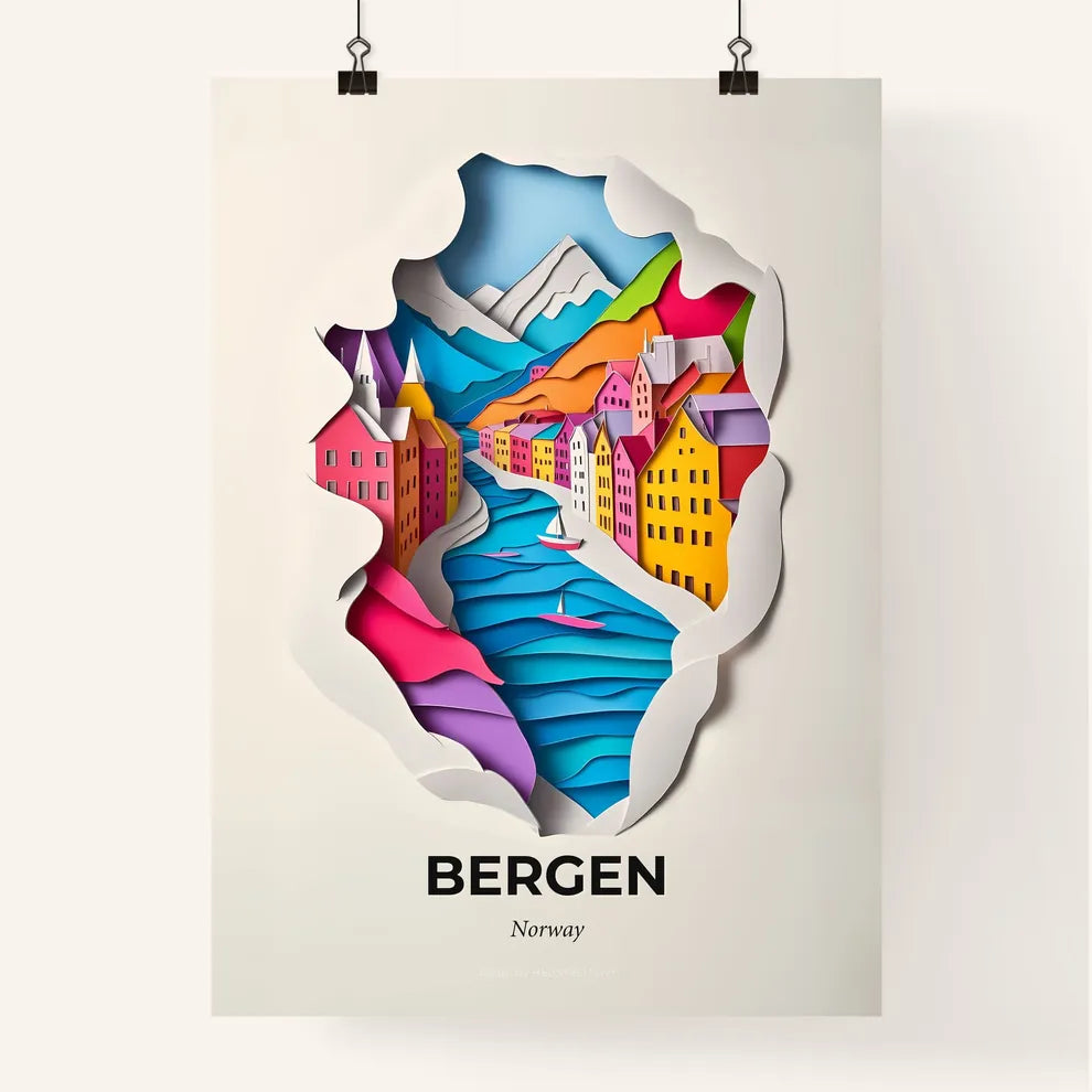 Vivid Bergen, Norway, Colorful Poster