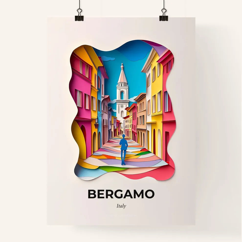 Vivid Bergamo, Italy, Colorful Poster