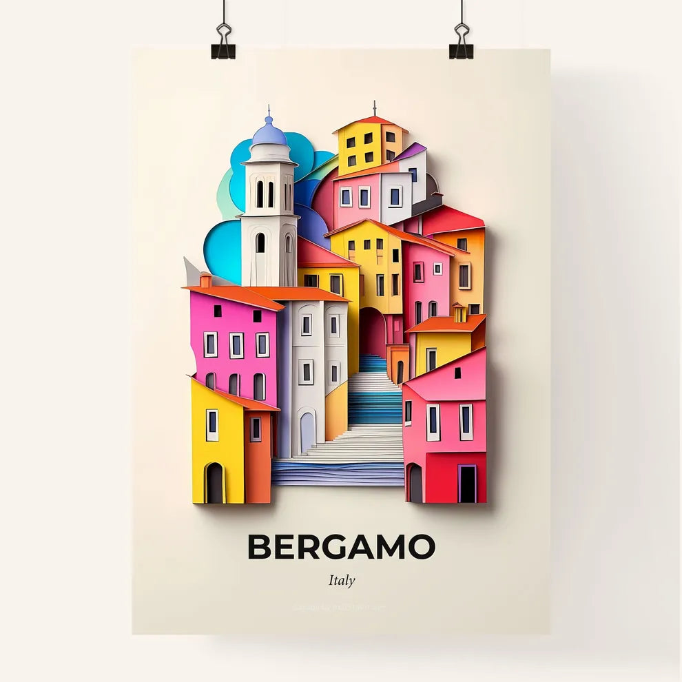 Vivid Bergamo, Italy, Colorful Poster