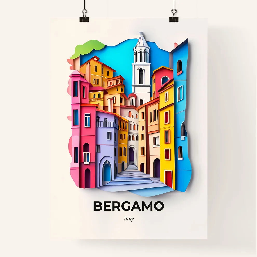 Vivid Bergamo, Italy, Colorful Poster