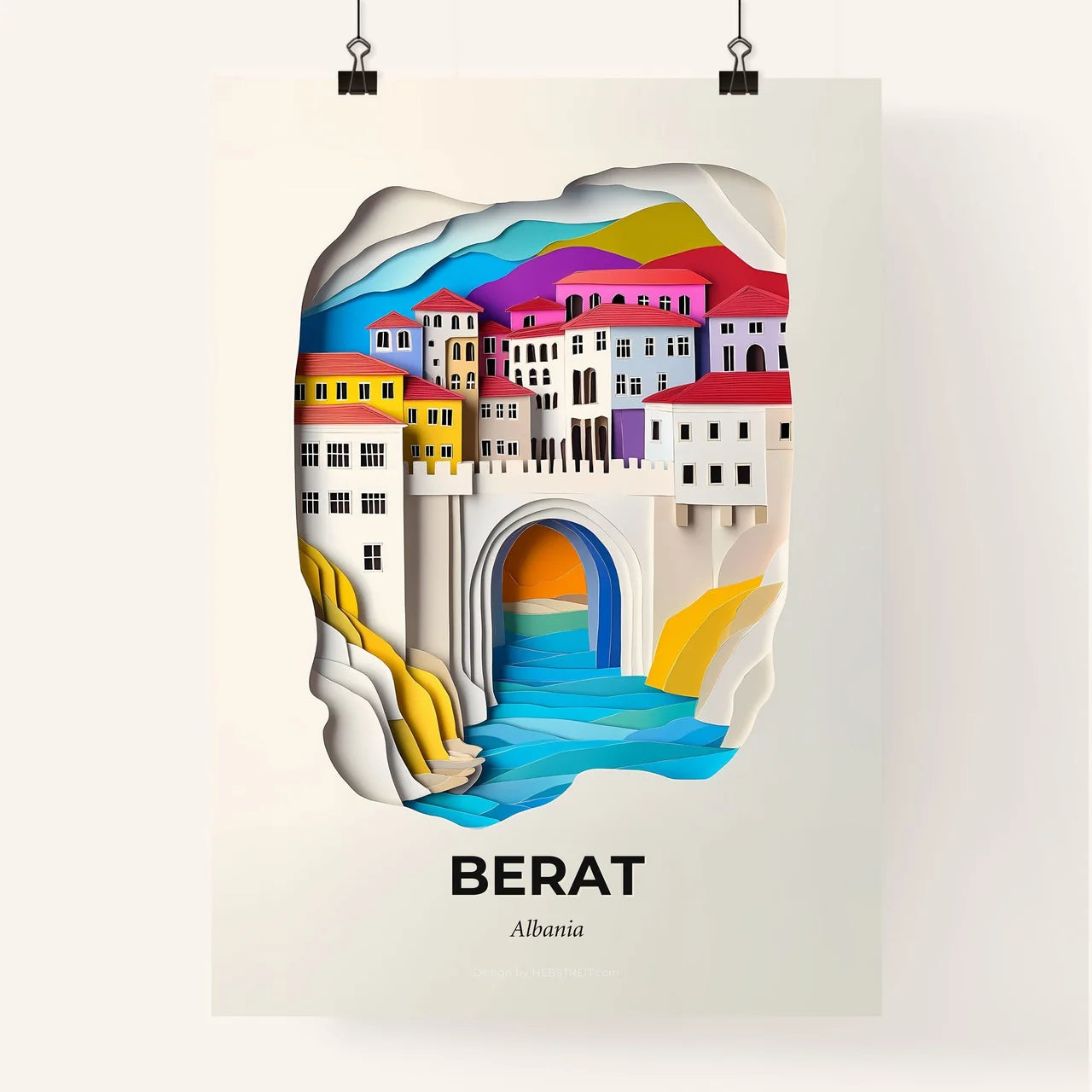 Vivid Berat, Albania, Colorful Poster