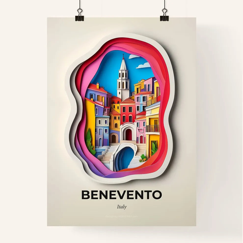 Vivid Benevento, Italy, Colorful Poster