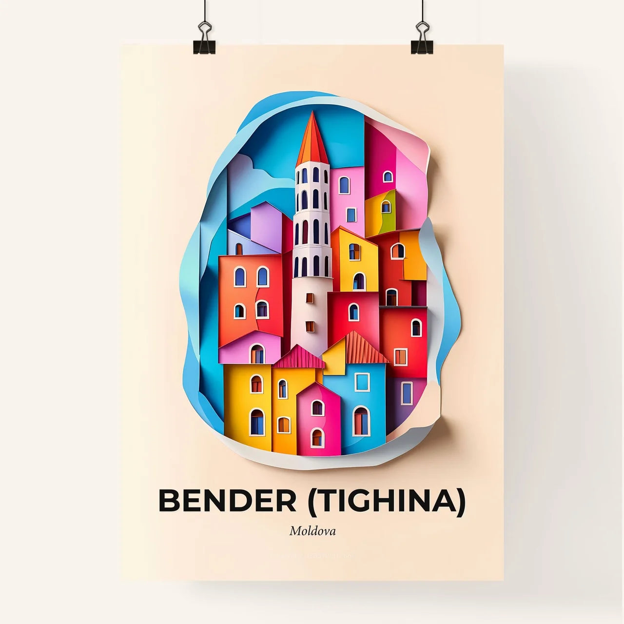 Vivid Bender (Tighina), Moldova, Colorful Poster