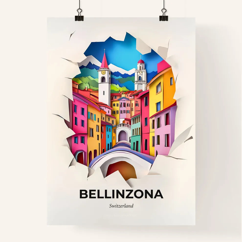 Vivid Bellinzona, Switzerland, Colorful Poster