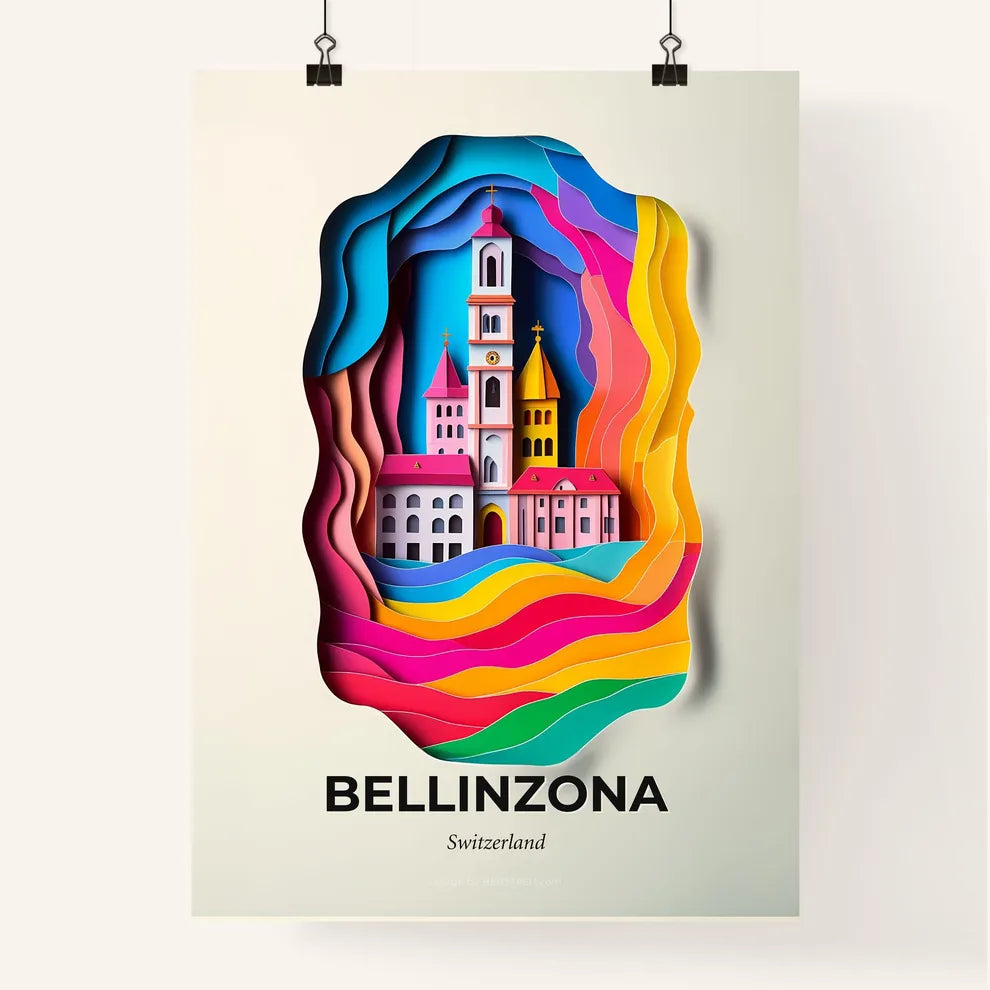 Vivid Bellinzona, Switzerland, Colorful Poster