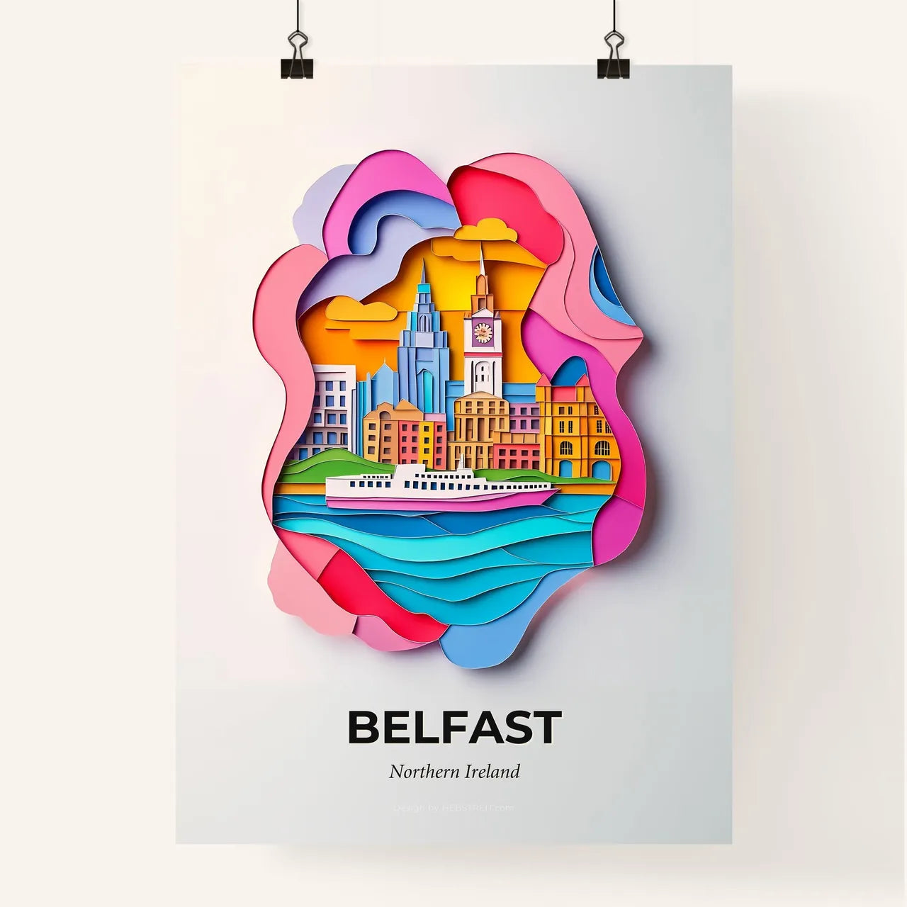 Vivid Belfast, Northern Ireland, Colorful Poster