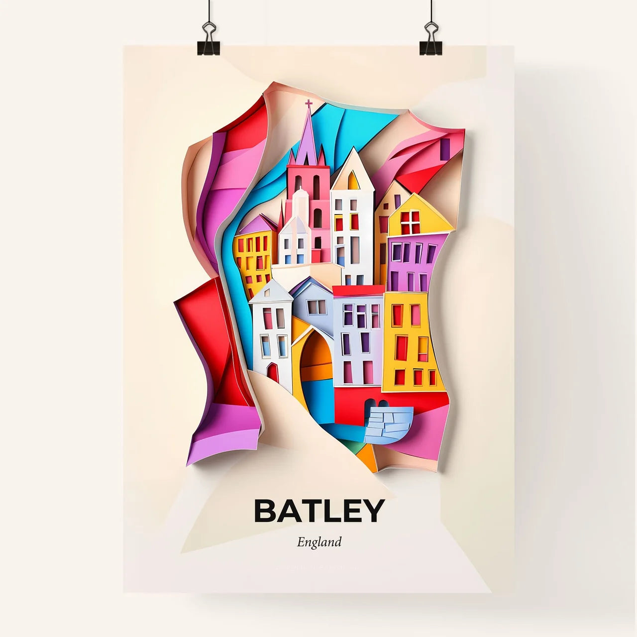 Vivid Batley, England, Colorful Poster