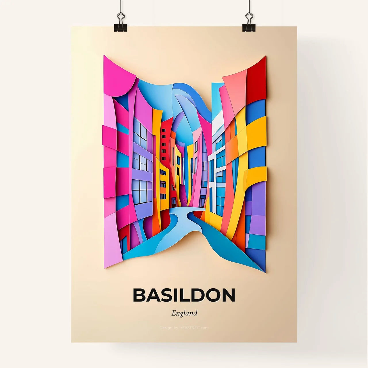 Vivid Basildon, England, Colorful Poster